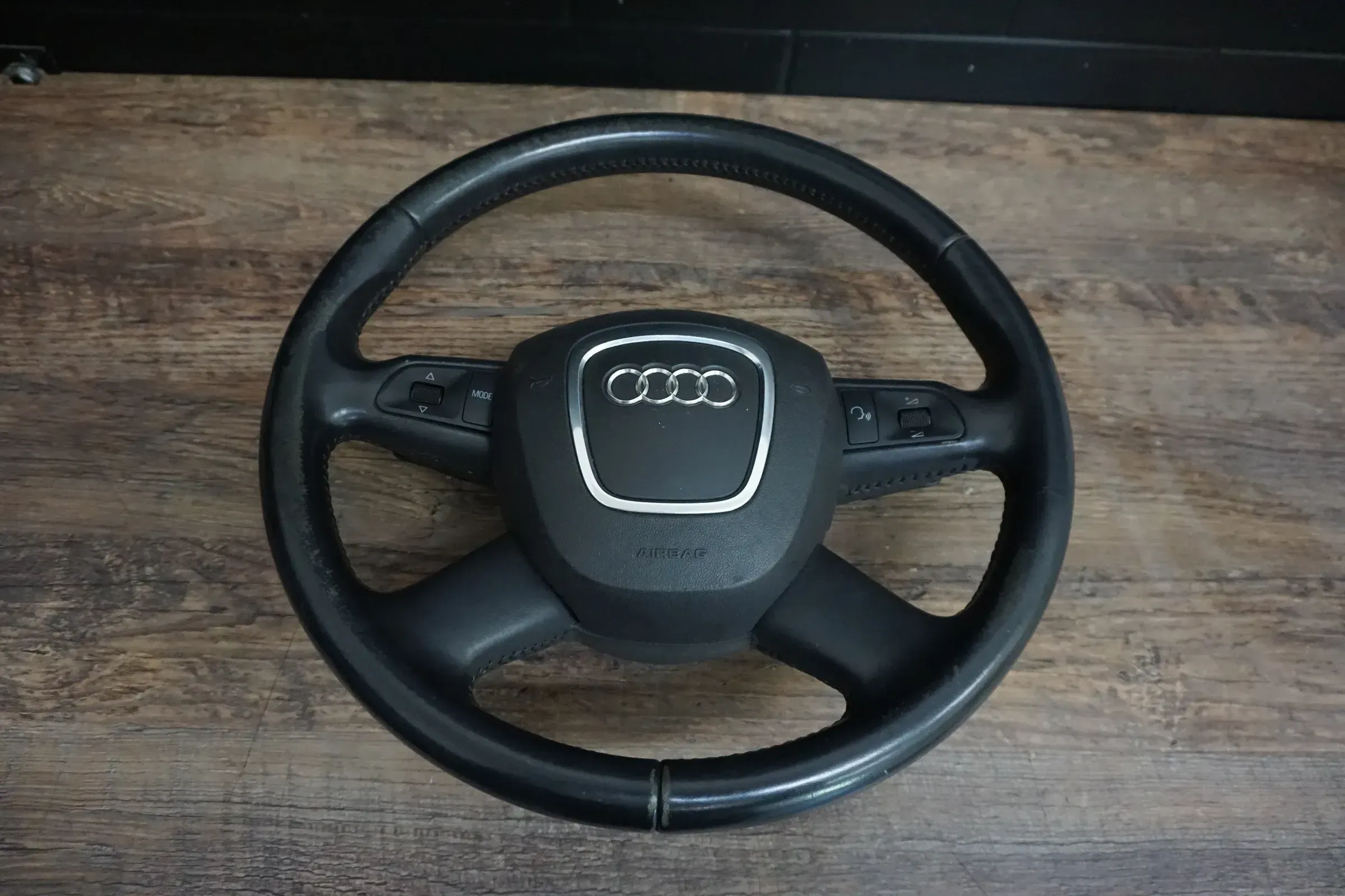 Audi A6 4F A8 4E Q7 Lenkrad 4F0419091D Leder Multifunktion MFL Schwarz - Bild 1