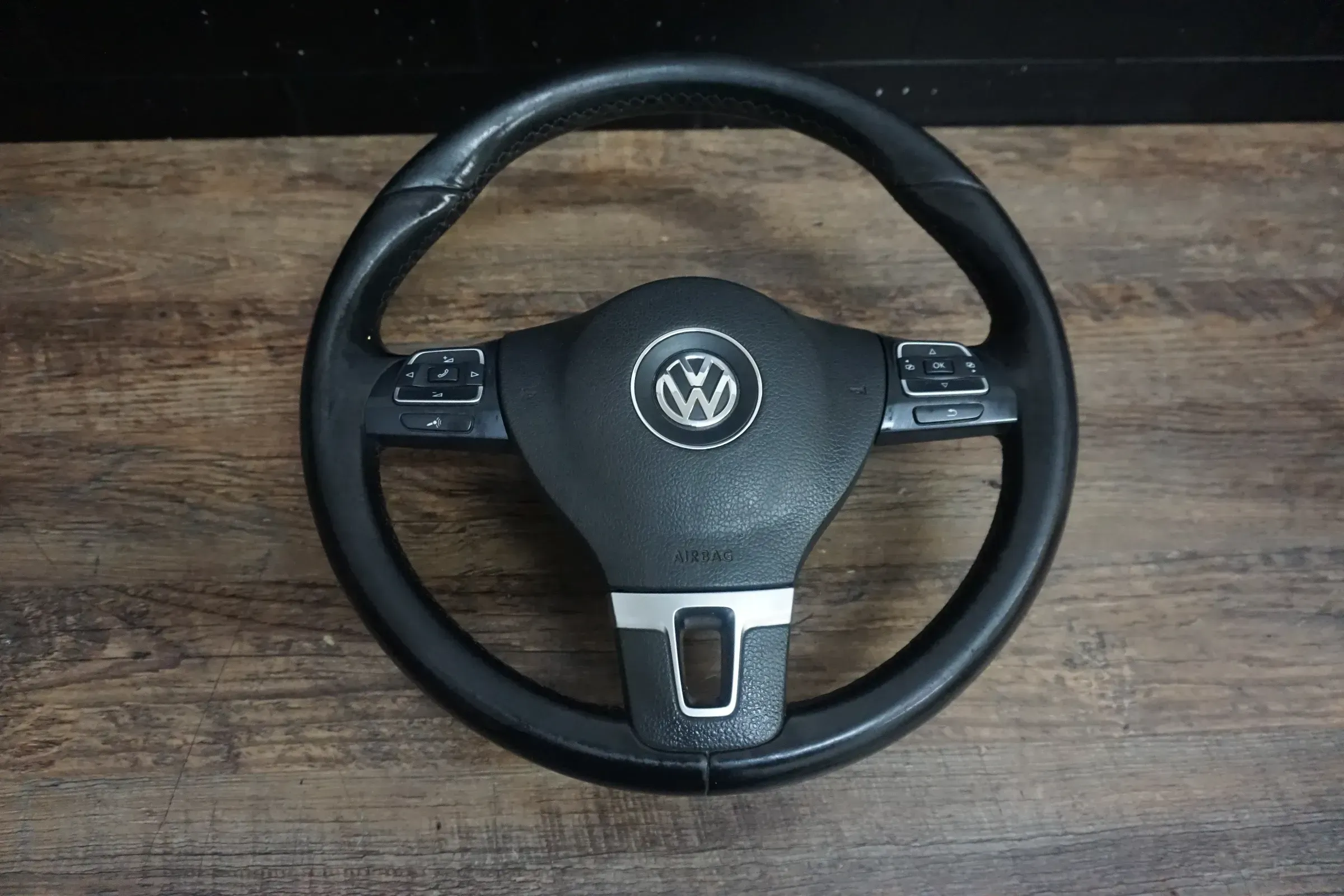 VW T5 Facelift 7E 3-Speichen Lederlenkrad Multifunktion 7E0419091L komplett - Bild 1