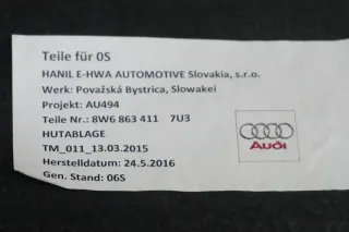 Audi A5 F5 Coupé Verkleidung Hutablage 8W6863411 Abdeckung hinten schwarz - Bild 6