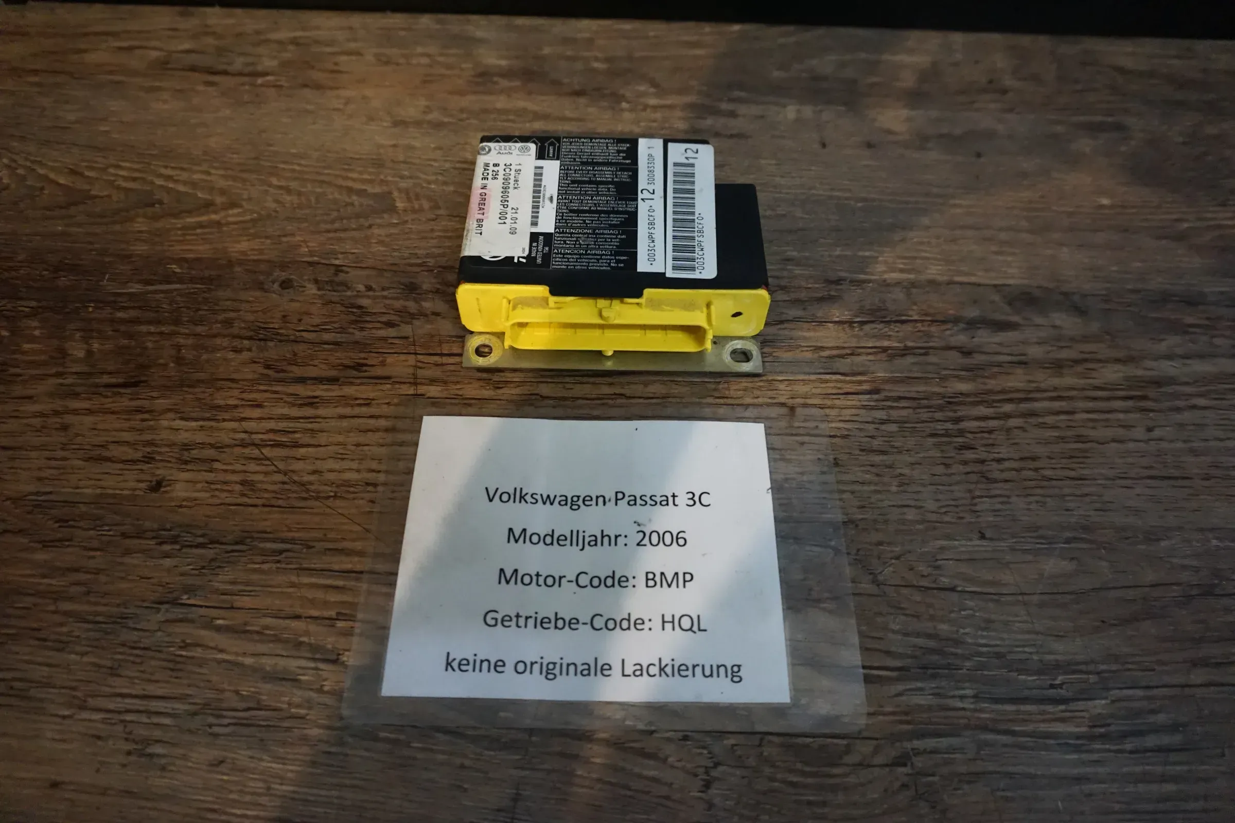 VW Passat B6 3C Steuergerät Airbag 3C0909605P Airbagsteuergerät control unit - Bild 1