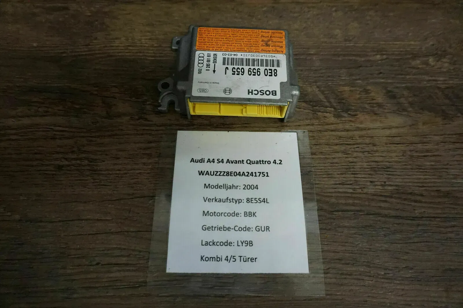 Audi A4 8E B6 Steuergerät Airbag Airbagsteuergerät 8E0959655J 8E0 959 655 J - Bild 1