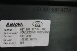 Audi TT 8S Roadster Rückwandverkleidung 8S7867477A Verkleidung links schwarz - Bild 6