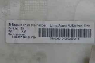 Verkleidung B-Säule links Audi A4 B8 8K A5 8T Abdeckung Sternsilber 8K0867281B - Bild 5